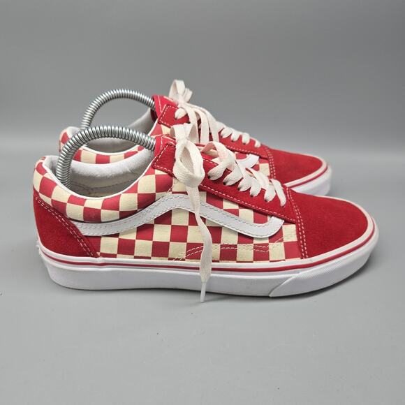 Vans Men's Old Skool Primary Skate Checkerboard Racing Red White Shoes M 7.5/ W9 - Picture 5 of 11